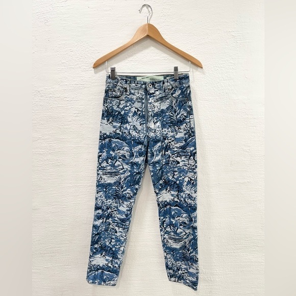 OFF-WHITE Tapestry 5 Pocket Pants Blue Women’s Size 24 - Picture 2 of 6